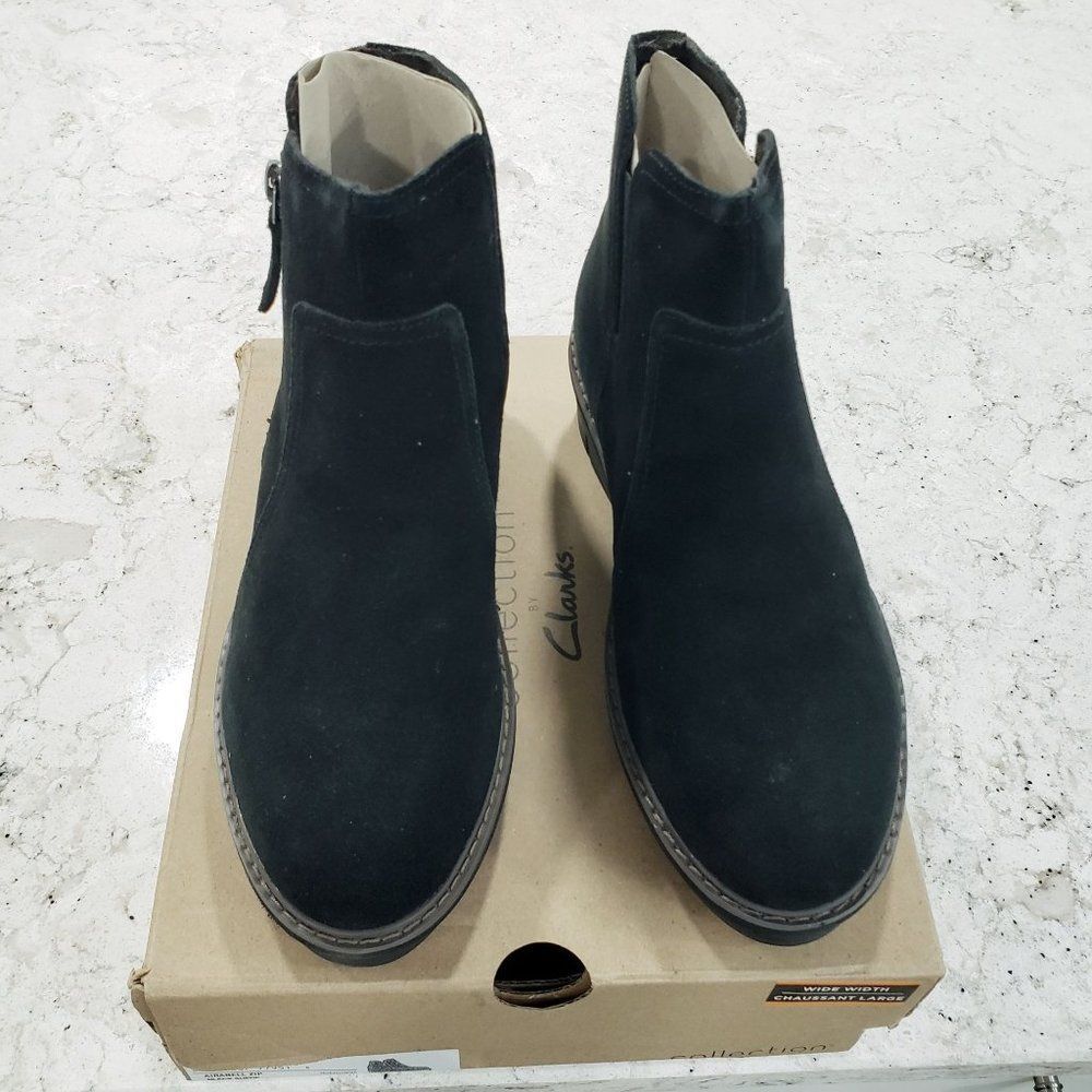Clarks Collection Women's Size 7 W Airabell Suede Wedge Ankle Bootie Black NEW - Picture 5 of 13